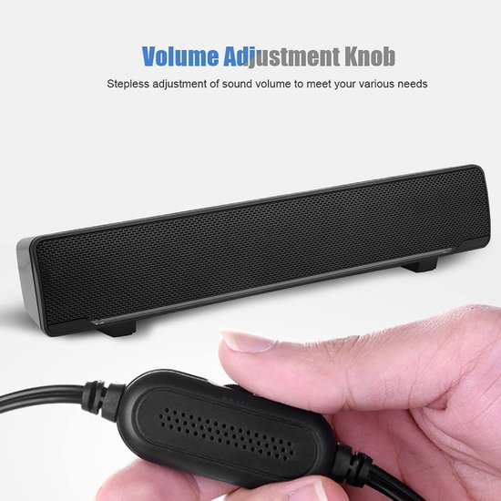 Allecto - Soundbar - 3D-stereogeluid - Draagbaar en USB-aangedreven - Zwart - Geluidskwaliteit - Geschikt voor Desktop en TV - Model V-196 van Merkloos — afbeelding 5