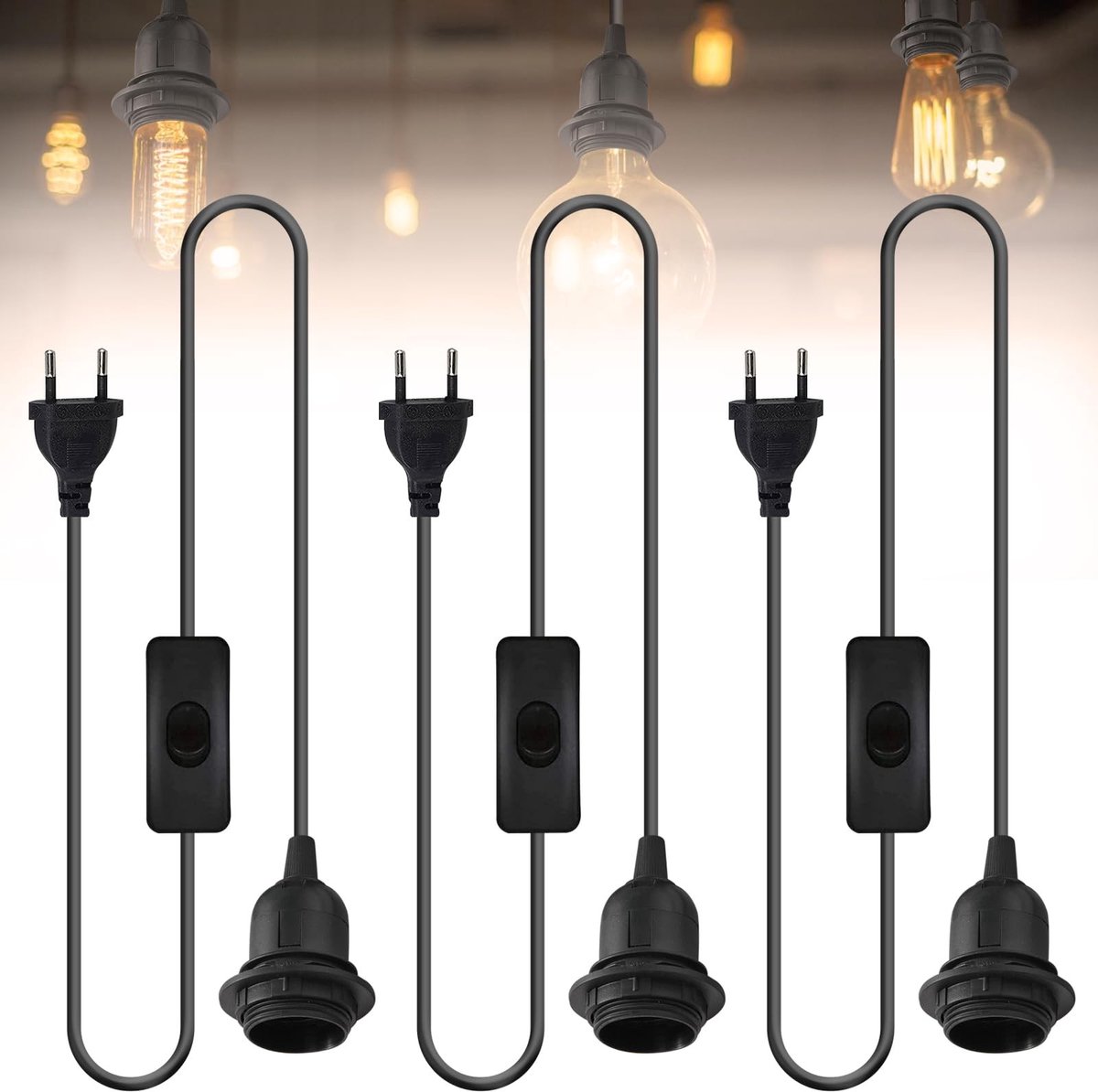 aladdien - Lamphouder E27 - Lampvoet met Kabel - Veilig en Waterdicht - 1,8 m Kabel - Voor Hanglampen - Ideaal voor Slaapkamer en Eetkamer