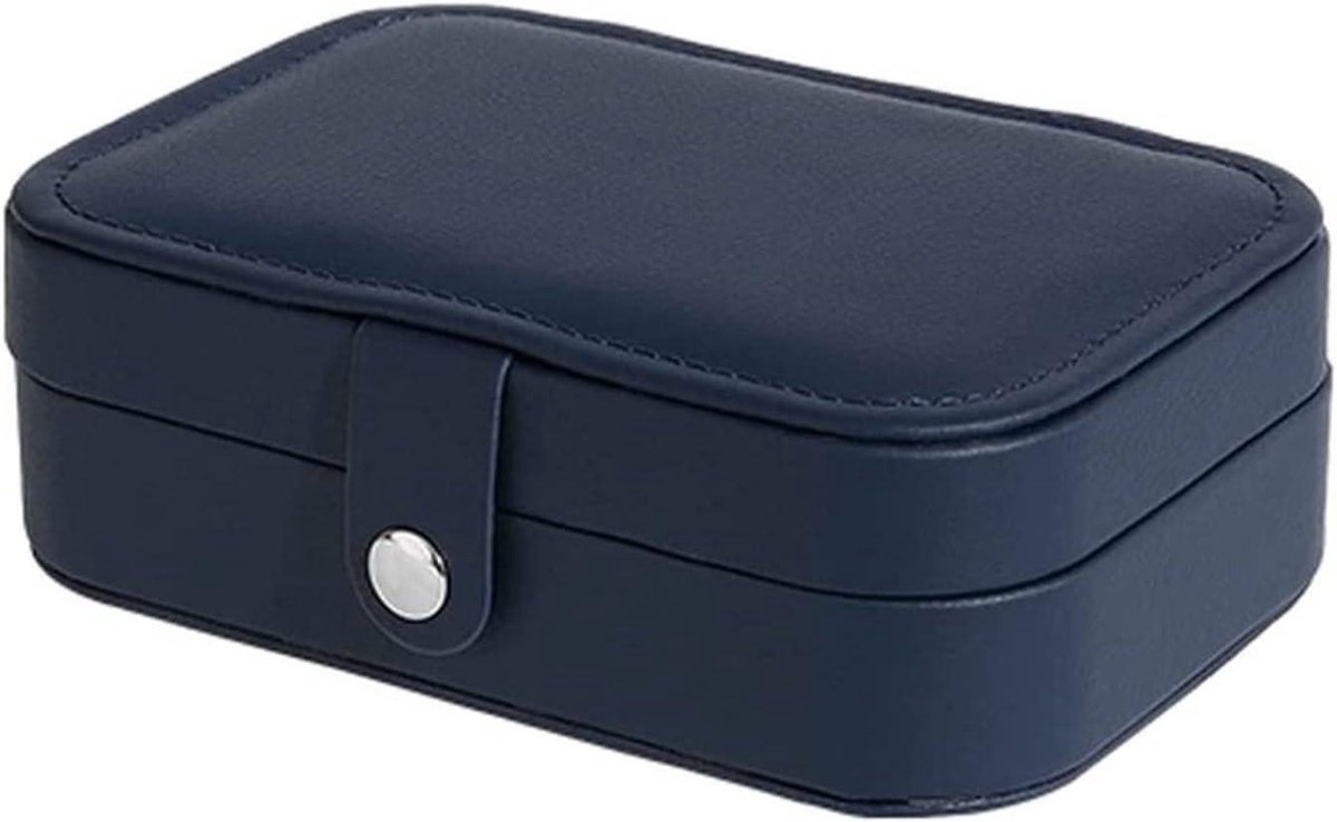 Juwelendoos Klein - Sieraden Opberger - Reizen Opslag - Dubbele Laag - 16x11x5cm - Blauw