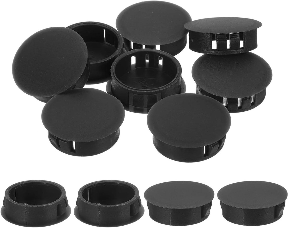 Afdekkappen voor boorgaten - Blinde stoppen - Gaten afdekken - Duurzaam nylon materiaal - 30 mm diameter - Zwart