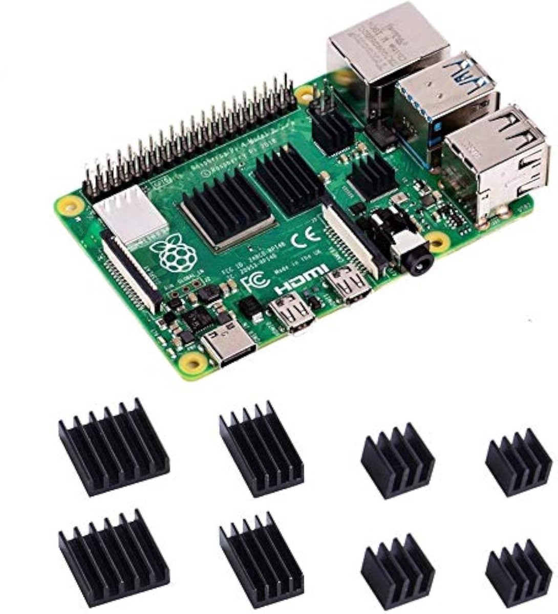 Dailygoody - Koellichamen Raspberry Pi 4 Model B - Aluminium Heatsinks - Zwart - Warmtegeleiding - Koeling - Geschikt voor Raspberry Pi 4B - 2 Stuks