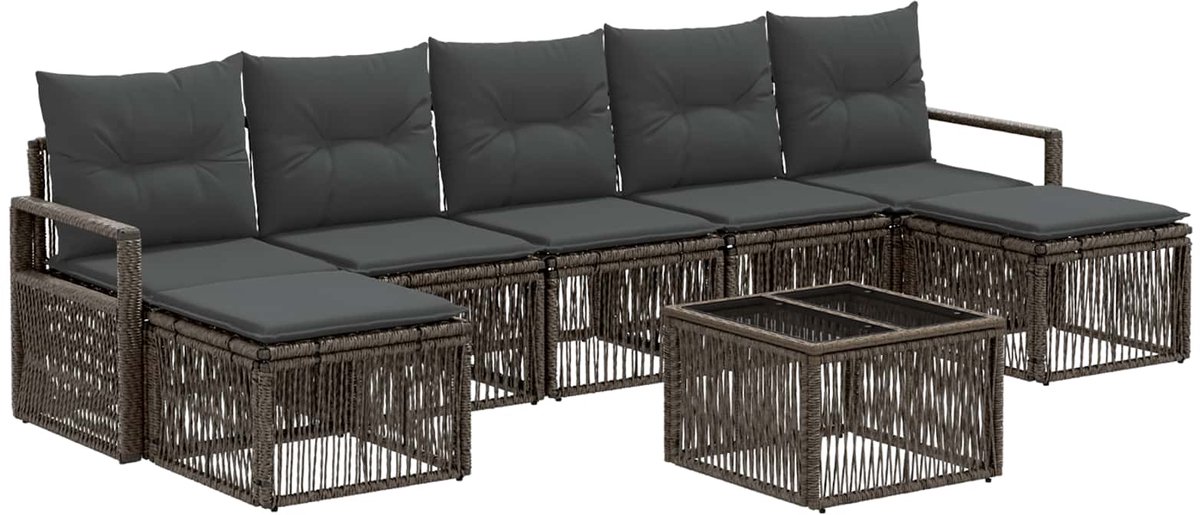 vidaXL - Tuinbank - Set - 8 - pcs - Grijs - poly - rattan