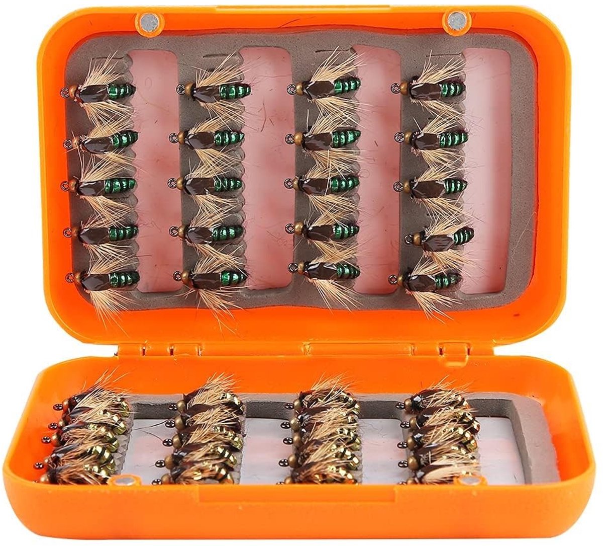 Dailygoody - Vliegenvissen - Handgemaakte vissen lokken - Droge muggen vliegen set - Goud & Groen - Vliegvis kunstaas - Ideaal voor outdoor visse