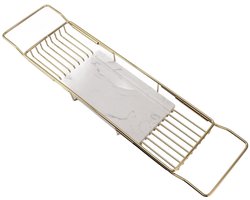 Dailygoody - Badplank - Multifunctioneel baddienblad - Goudwit - Antislip en uitbreidbaar - Voor een opgeruimde badkamer - Geschikt voor volwassenen