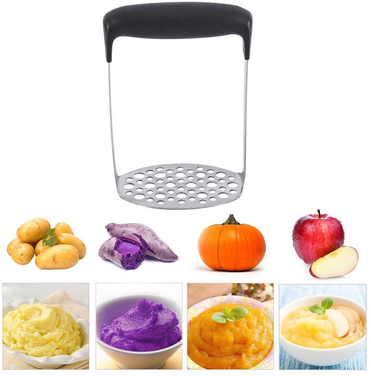 Dailygoody - RVS Aardappelstamper met Ergonomische Handgreep - Voor Perfecte Puree