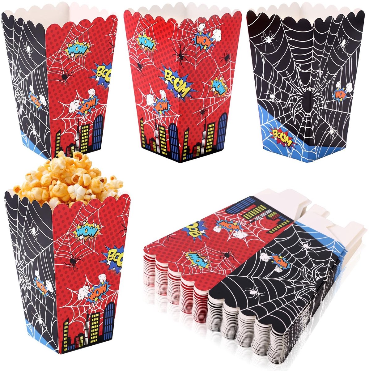 Dailygoody - Popcorn Dozen - Creatieve Snacks - Ideaal voor Feestjes - Rood Zwart - Game Themed - Perfect voor Thuisbioscoop - 24 Stuks