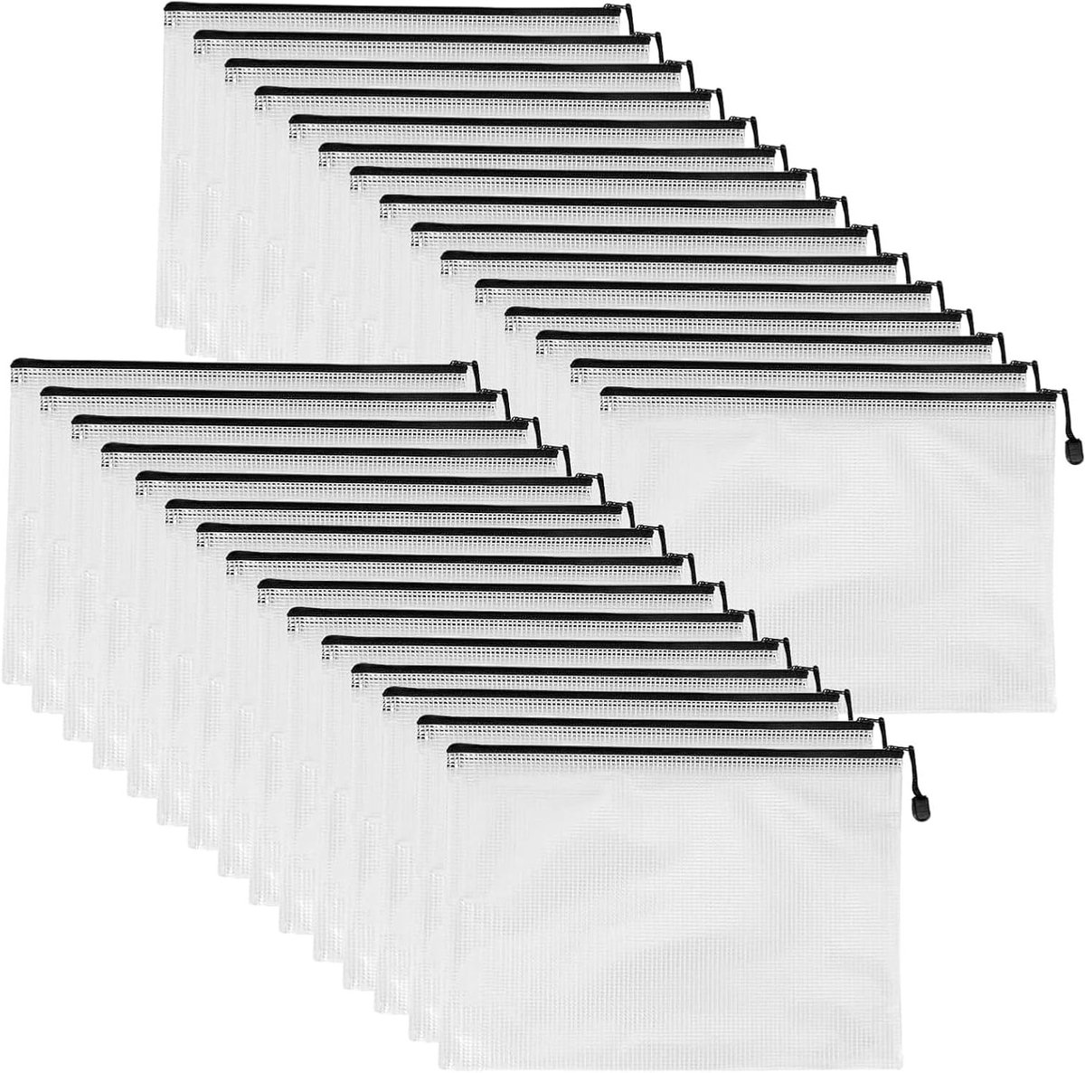 Set van 30 A4 Document Compartimenten met Rits, Waterdichte Plastic Opbergmap voor Bestanden, Papieren en Reizen