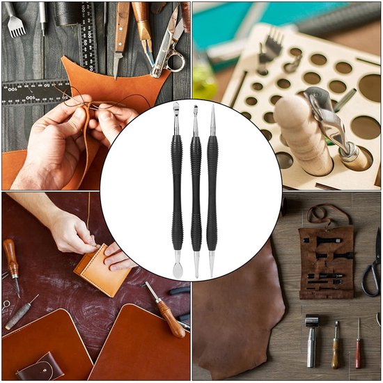 aladdien - Leerbewerking Lepel Stylus - 3-delige Gereedschap Set - Voor Precisie Snijden - Perfect voor Carving - Handzaam en veelzijdig - Geschikt ... van Merkloos — afbeelding 2