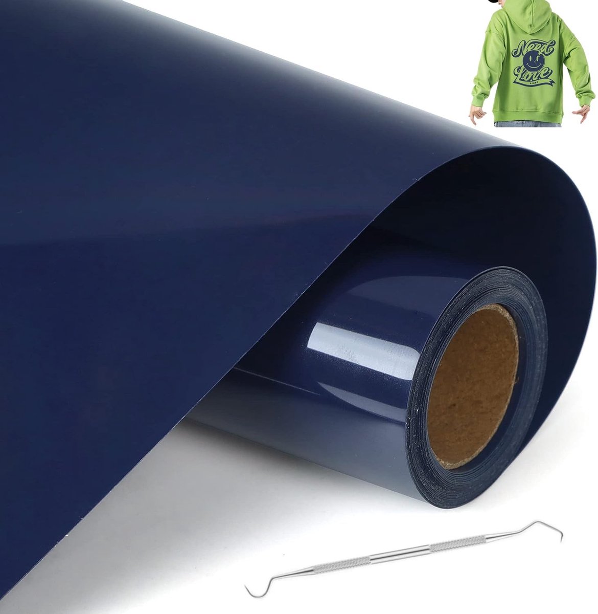 Dailygoody - Plotterfolie voor textiel - Flexfolie - Eenvoudig aanbrengen - Oranje-marineblauw - Transferfolie voor vinyl - Geschikt voor zelfgem