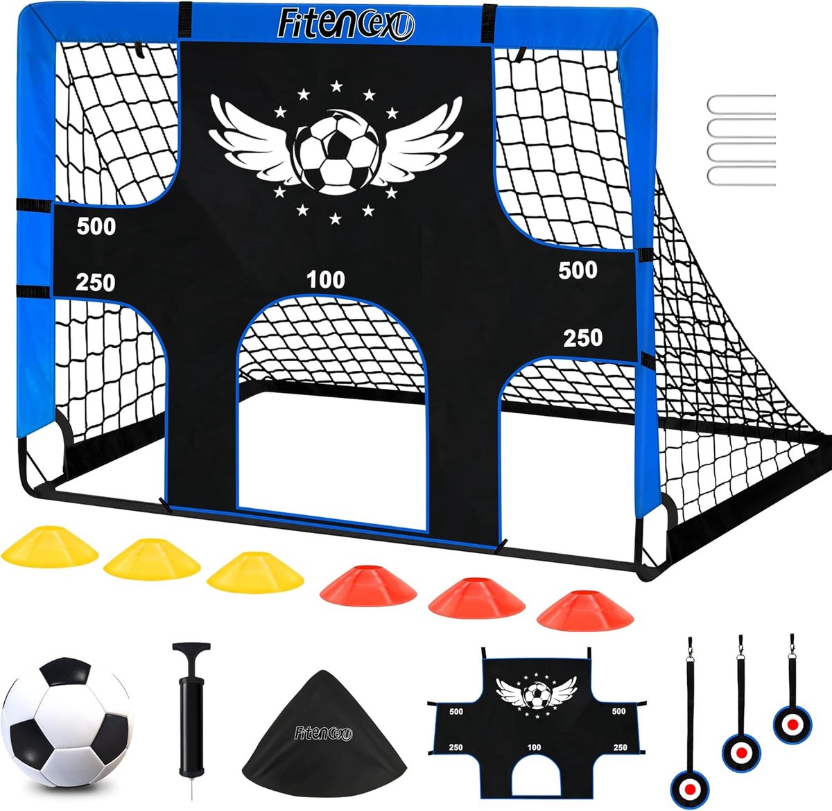 Voetbaldoel met Target Doelwand – Schiettraining Set met Doelgaten – Voor Kinderen & Volwassenen – Outdoor Trainingsset voor Tuin & Sport