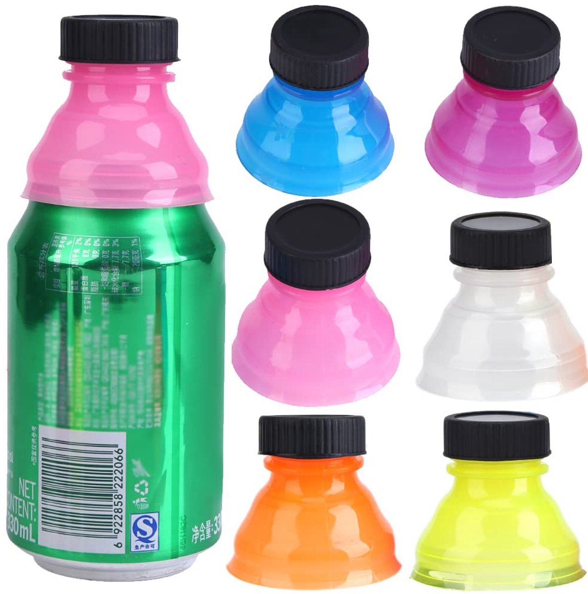 Set van 6 Herbruikbare Soda Can Lids - Spill Proof Caps voor Koolzuurhoudende Dranken