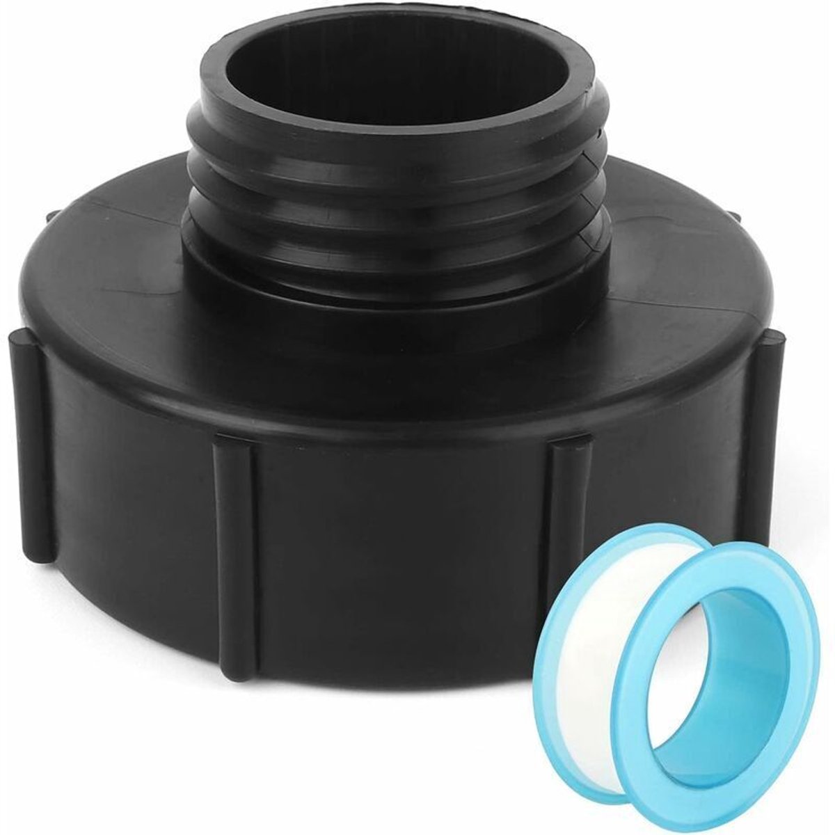 geschikt geschikt voor kranen op watertanks van 1000 liter, geschikt voor IBC-adapters S100x8 tot S60x6, met PTFE-tape, ook geschikt geschikt voor kranen op regenwatertanks.