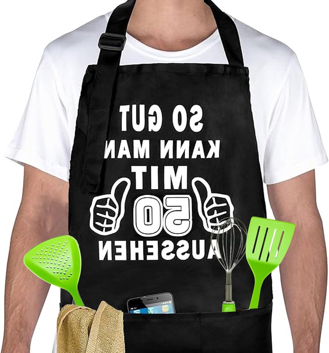 Kookschort voor mannen als verjaardagscadeau, ideaal voor barbecue, dagelijks koken en bakken, multifunctioneel en praktisch