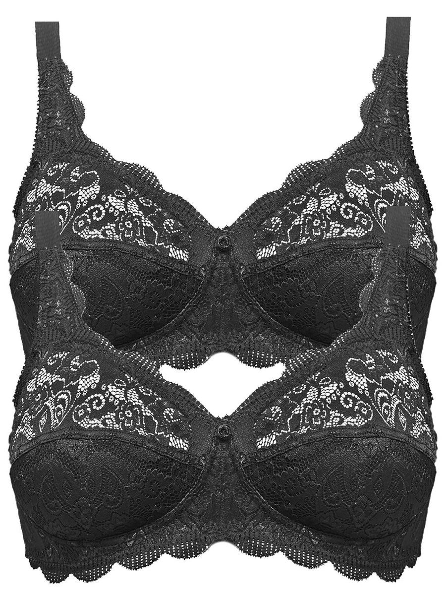 Susa 2-pack BH zonder beugel Latina Zwart Zwart