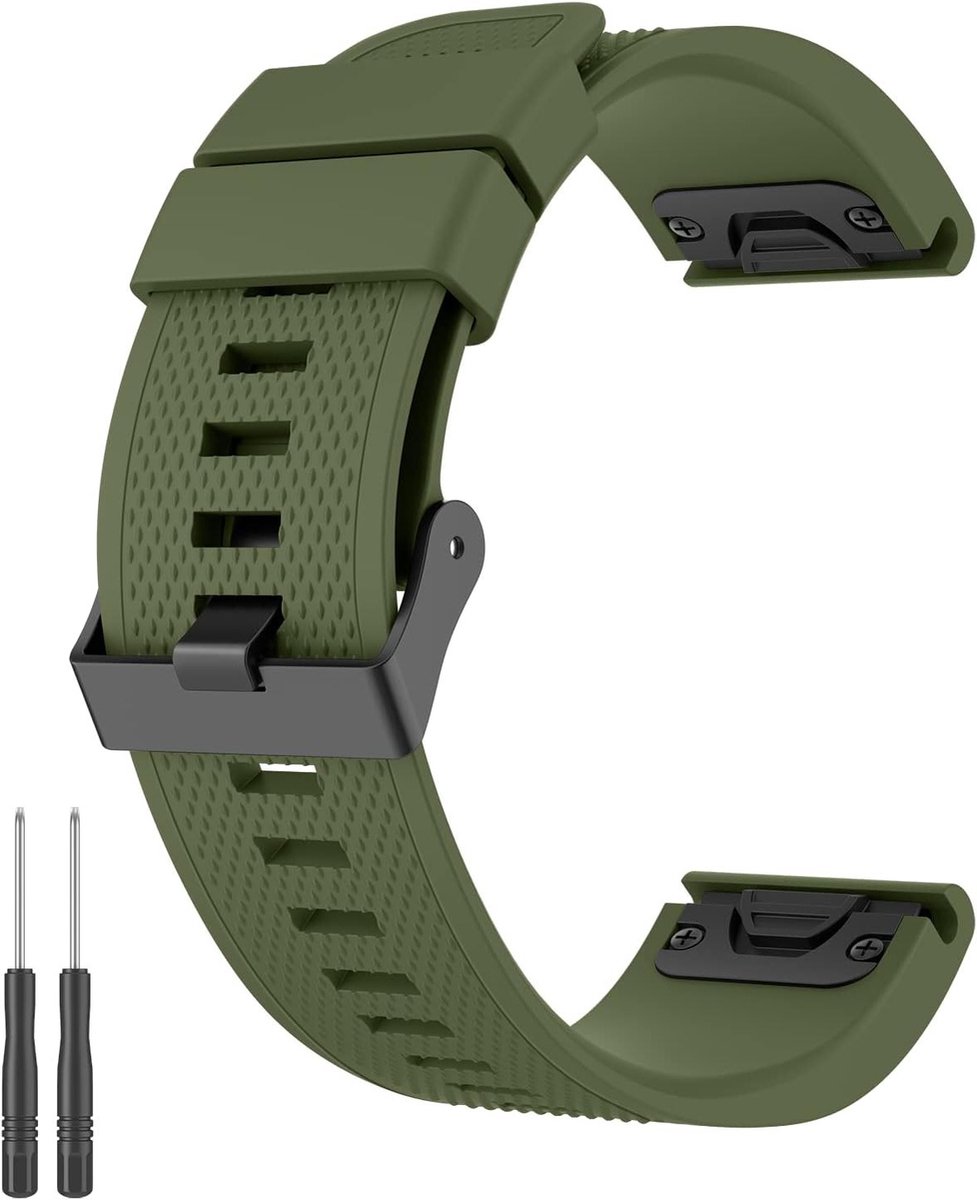 22 mm Quick Fit Horlogeband Geschikt voor Garmin Fenix 5, 6 en 7 - Silicone Vervangband voor Sporthorloges en Activiteiten Trackers