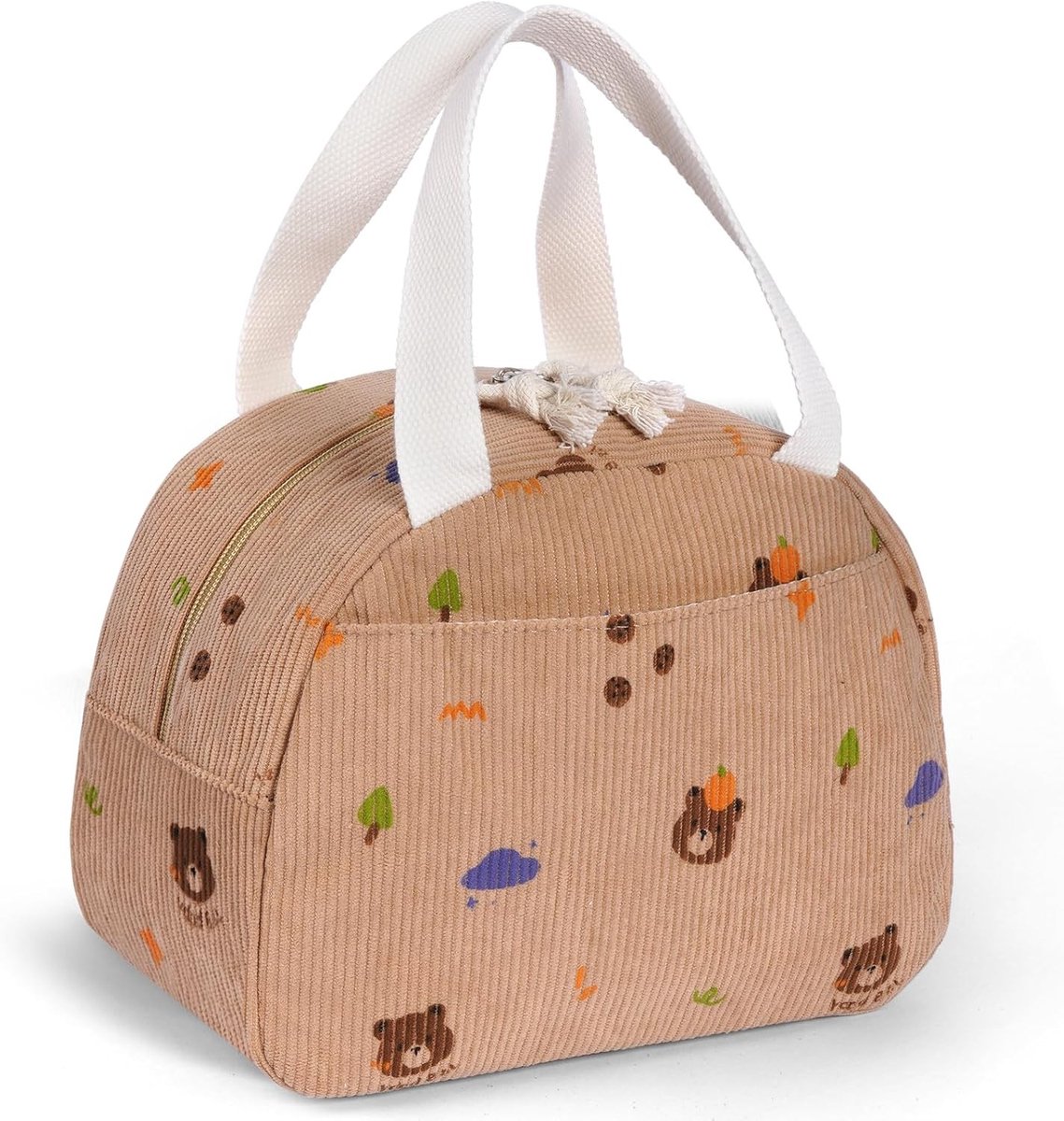 SnelShoppen - Insulated Cooler Bag, Lunch Box, Corduroy Koeltas, Herbruikbare Koeltas voor Jongens, Meisjes en Volwassenen, Lekvrij voor Werk, School,