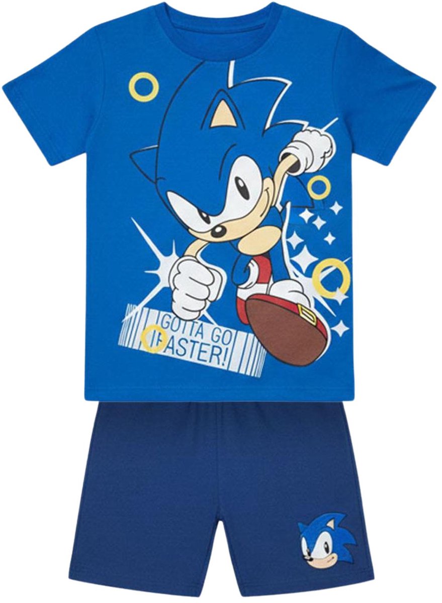 Sonic the Hedgehog Zomerset Jongens – T-shirt en Korte Broek Shortama – Kinder Kledingset – Blauw