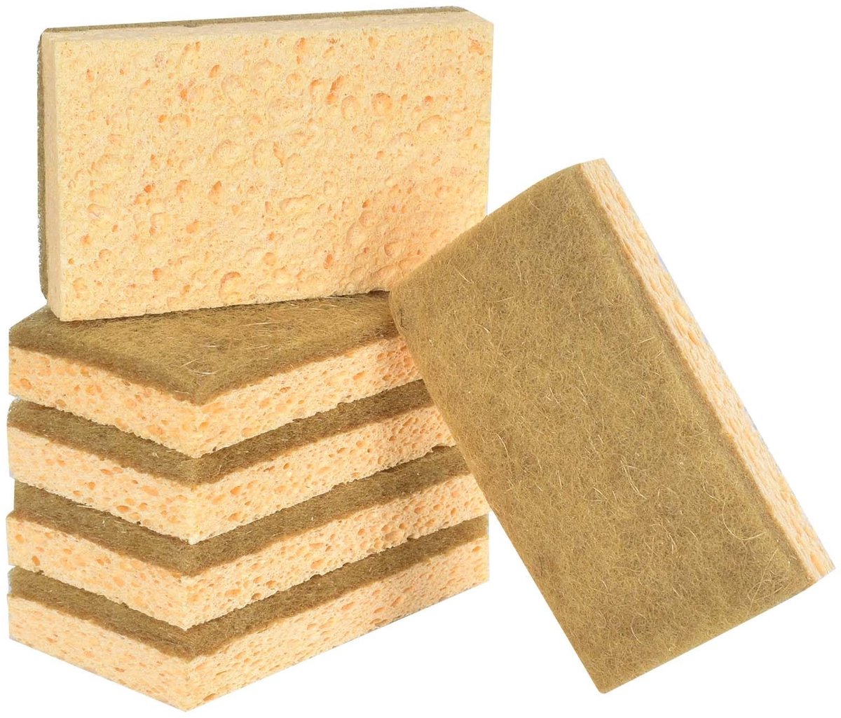 Dailygoody - Natuurlijke afwasspons - Biologisch afbreekbare keukenspons - Geel - Herbruikbare sponzen - Geschikt voor keuken en badkamer