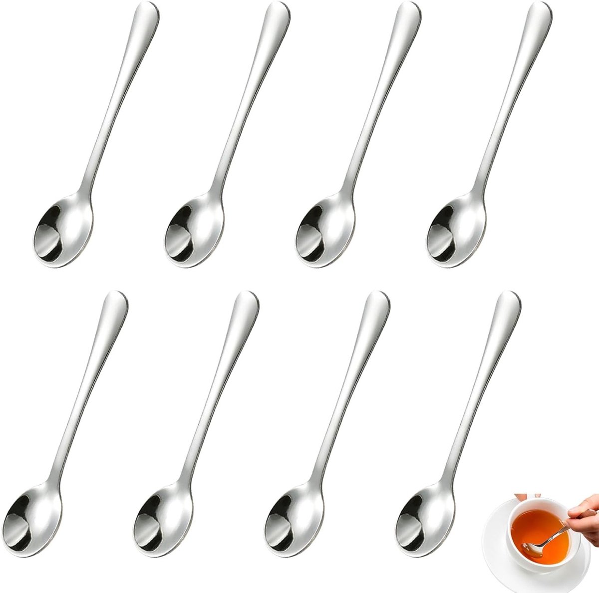 Set van 8 Mini Espresso Lepels - Perfect voor Koffie, Dessert en Keuken - Vaatwasserbestendig en Ideaal voor Restaurants