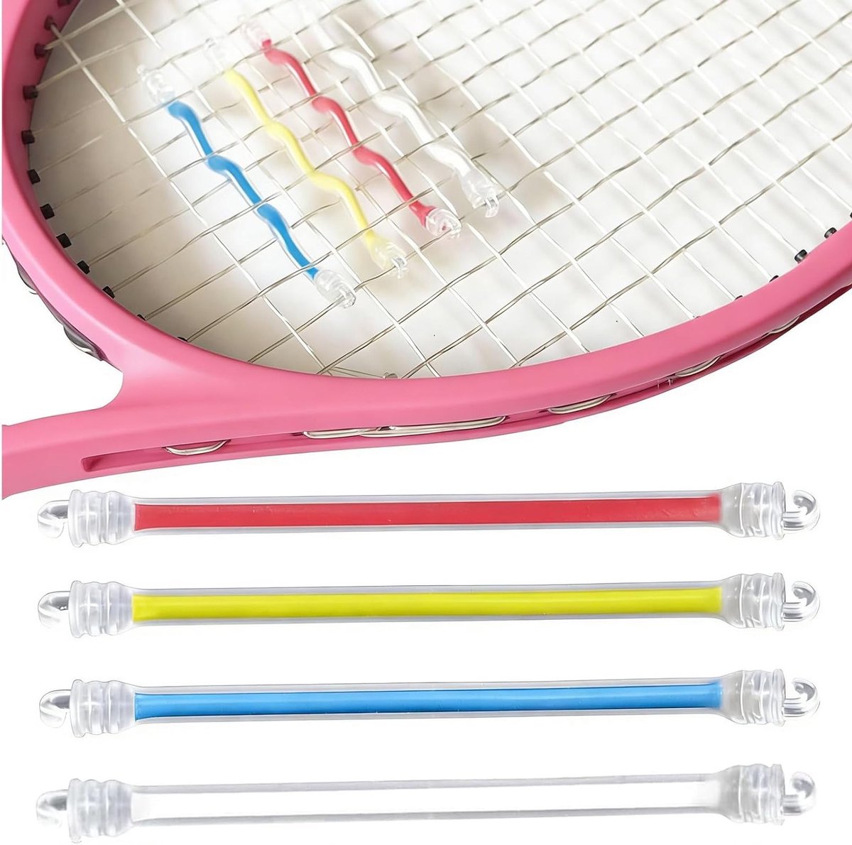 Set van 4 Tennis Racket Demper met Dubbele Haak - Geluiddempers voor Rackets, Verbeterde Speelervaring en Comfort
