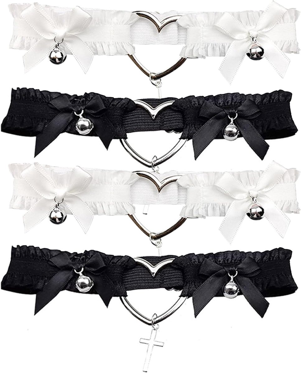 Elegante 4-delige Kousenband Set met Zacht Hart en Strik - Perfecte Bruidsaccessoires voor Hennaparty en Trouwen
