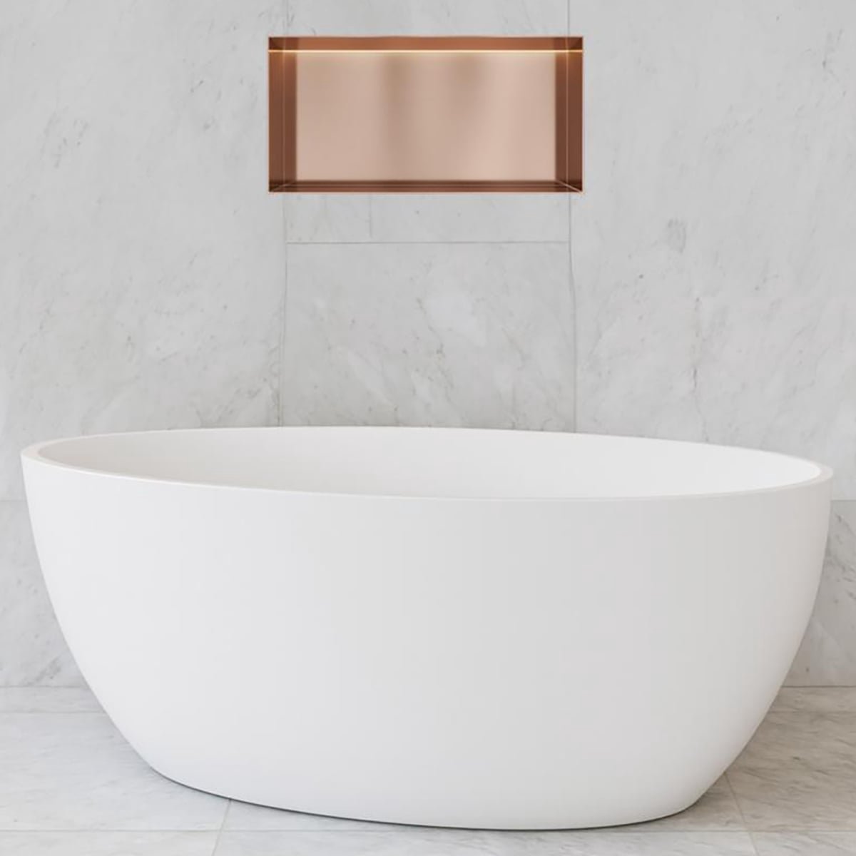 Hotbath &More Inbouwnis - 30 x 60 x 10 cm - Frameless - met LED-verlichting - Geborsteld Koper PVD