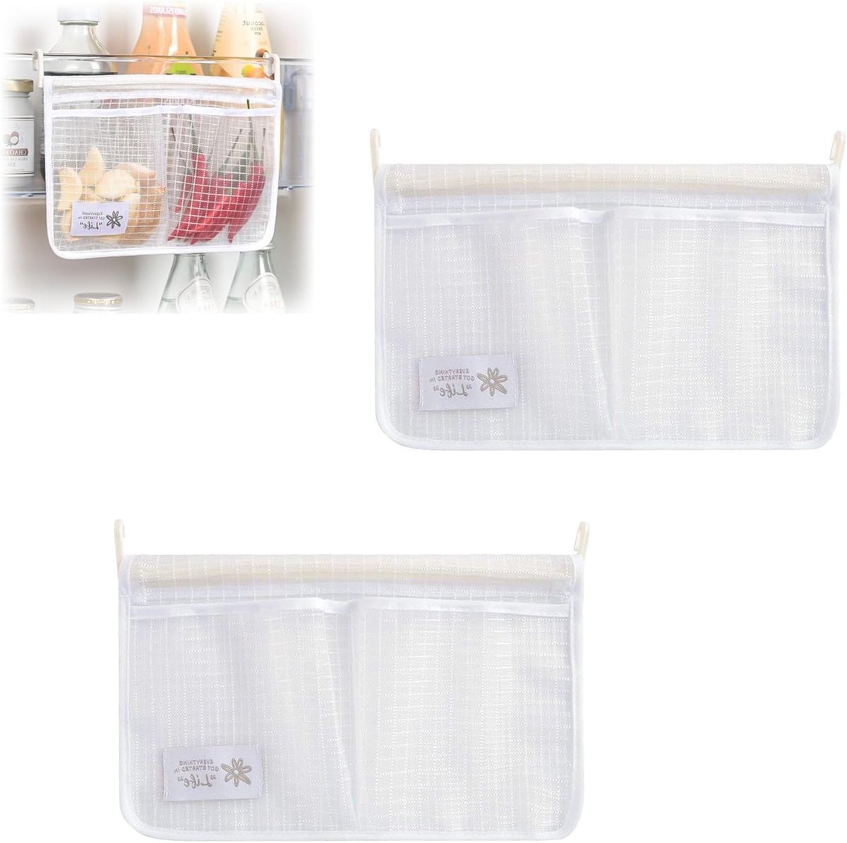 Koelkast Organizer - Opbergnet Hangend - Keuken Lades - Dubbele Hangende Tas - 28 x 19 cm