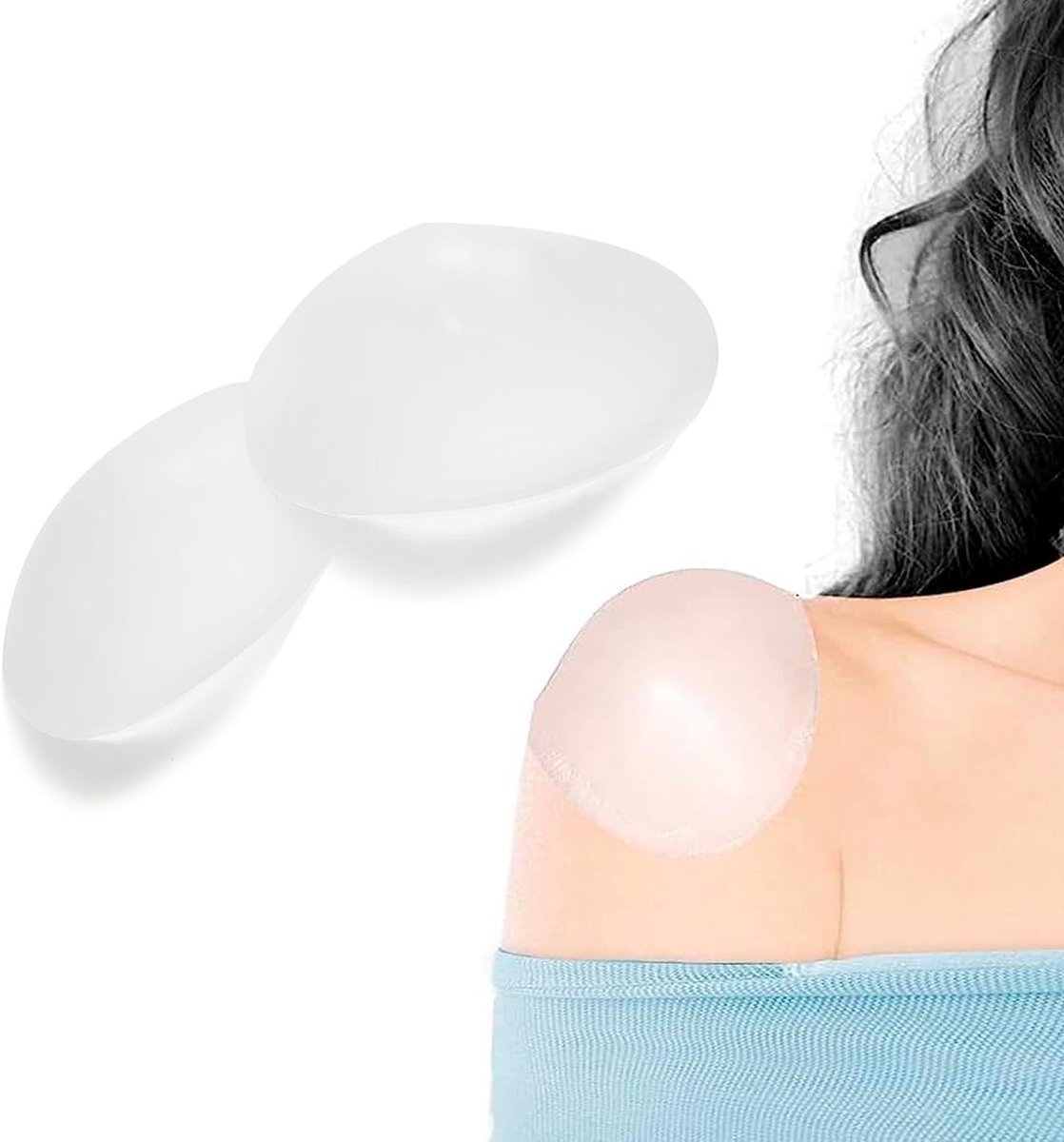 Zachte en comfortabele schouderpads van silicone, zelfklevend en onzichtbaar, voor een mooie push-up effect voor dames en heren (1 paar, transparant, one size)
