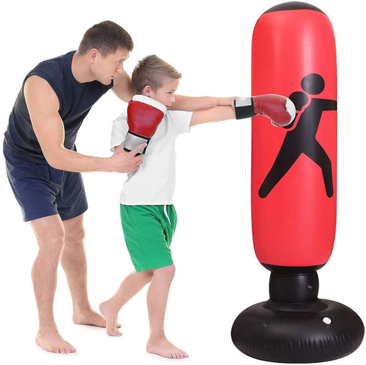 Vrijstaande Opblaasbare Bokszak van 160 cm voor Fitness en Stressverlichting, Geschikt voor Kinderen en Volwassenen
