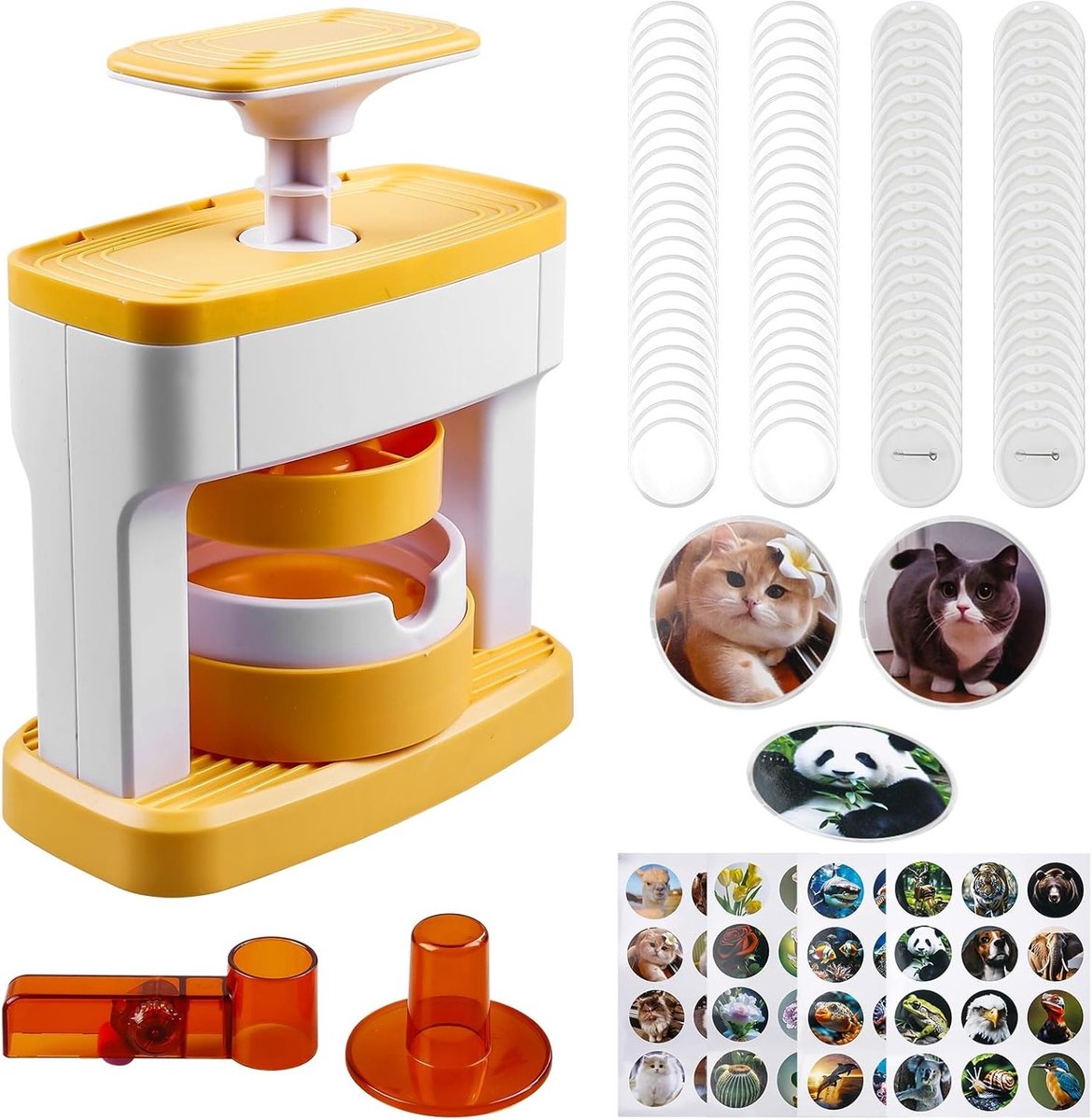 Professionele Button Maker voor 55mm Badges, Inclusief 48 Button Onderdelen en Cirkel Snijders voor Creatieve DIY Geschenken en Projecten