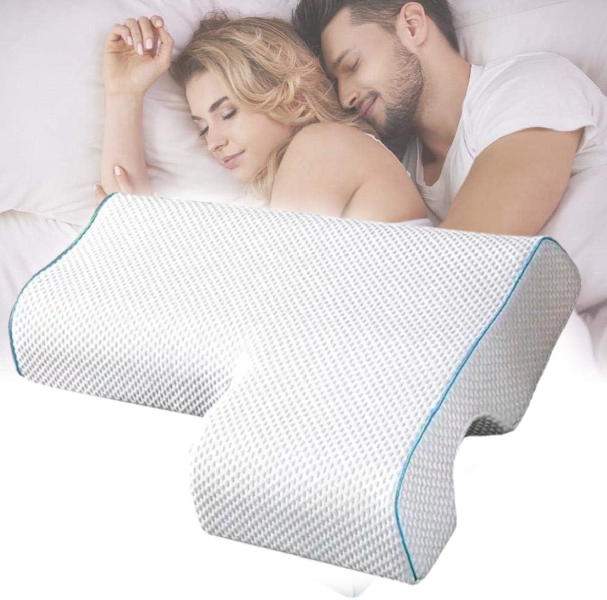 CenZ® Hoofdkussens Traagschuim, Zijslaapkussen, Armsteun Kussen, Koppel Kussen, Hoofdkussen, Zijslaapkussen, Orthopedisch Slaapkussen, Kussens Voor Koppels, Koppelknuffelslaapkussen, Ergonomisch Antidrukkoppelkussen,Alleen geschikt voor LINKERARM