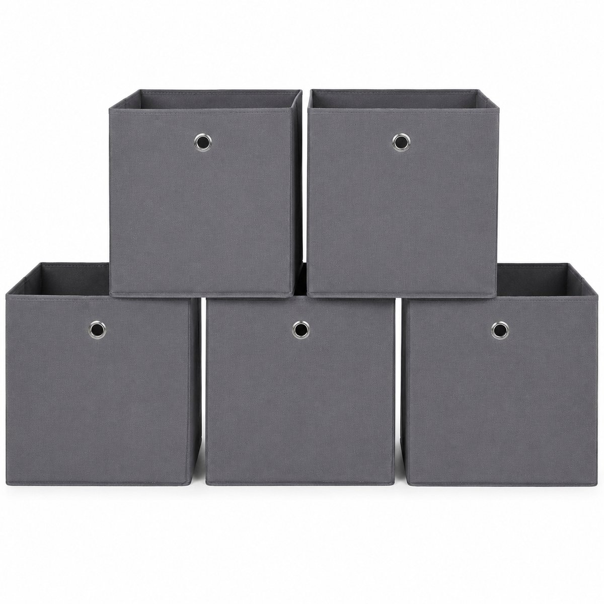 Lemlit Opbergboxen 5 stuks - Opvouwbare Stoffen Opbergmanden met Ooggreep - Kubus Opbergdozen voor Kleding Speelgoed Kast en Kinderkamer - Grijs
