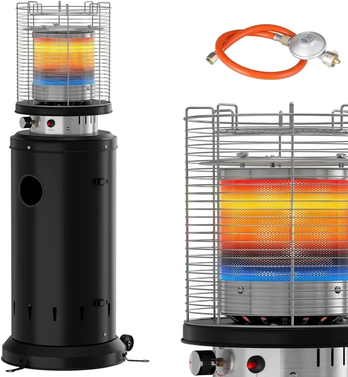Turold Kachel - Verwarming - Terrasverwarmers - Buitenkachel - Op Gas - 6.5kW Veiligheidsklep en Kantelbeveiliging, Buiten Zwart