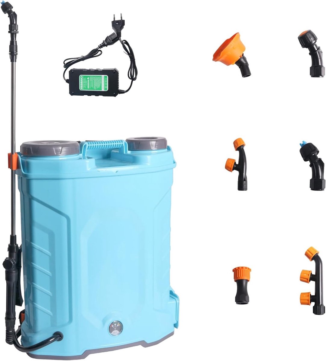 Drukspuit 16 Liter - Rugspuit Plantenspuit - Tuinonderhoud - 6 Nevelsproeiers - 16 Liter - Wit