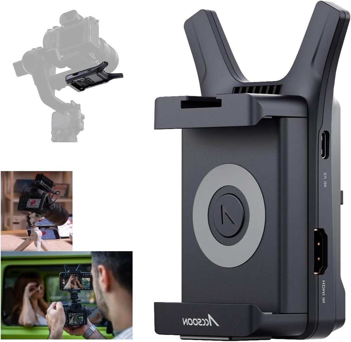 Draadloze Videozender voor Spiegelloze Camera's, 1080p 60fps, 500ft Bereik, HDMI Overdracht, Ondersteuning voor iOS/Android en Tot 4 Apparaten