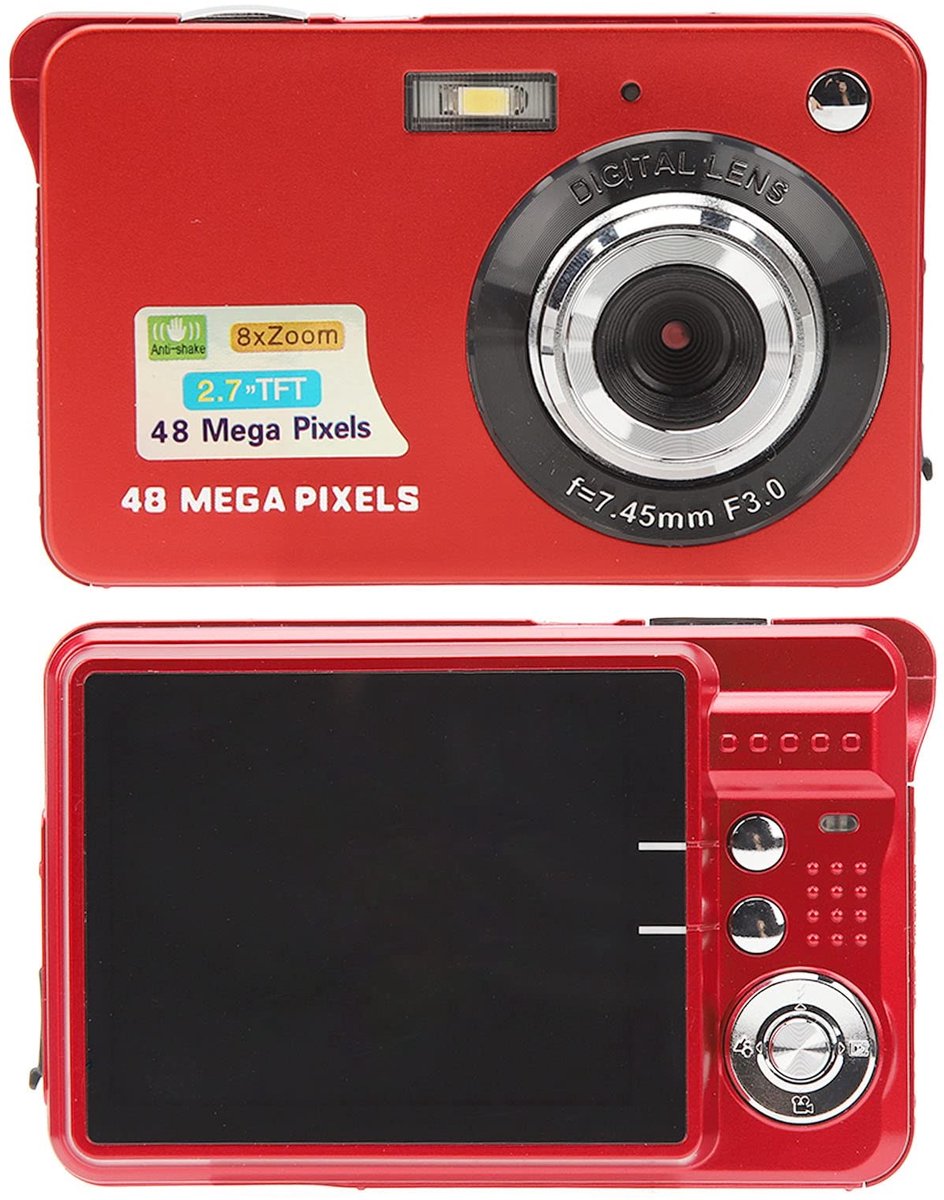 Dailygoody - 4K Digitale Camera - 48 MP - Compactcamera met 8x Zoom - Draagbaar - Zelfontspanner - Ideaal voor Fotografie - 2,7 Inch LCD-scherm