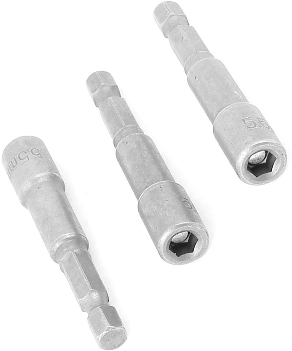 Dailygoody - Magnetische Moeren Setter - Hex Socket Driver Bit - 65mm Lengte - Duurzaam en Gebruiksvriendelijk - Geschikt voor Houtbewerking - 3 Stuks