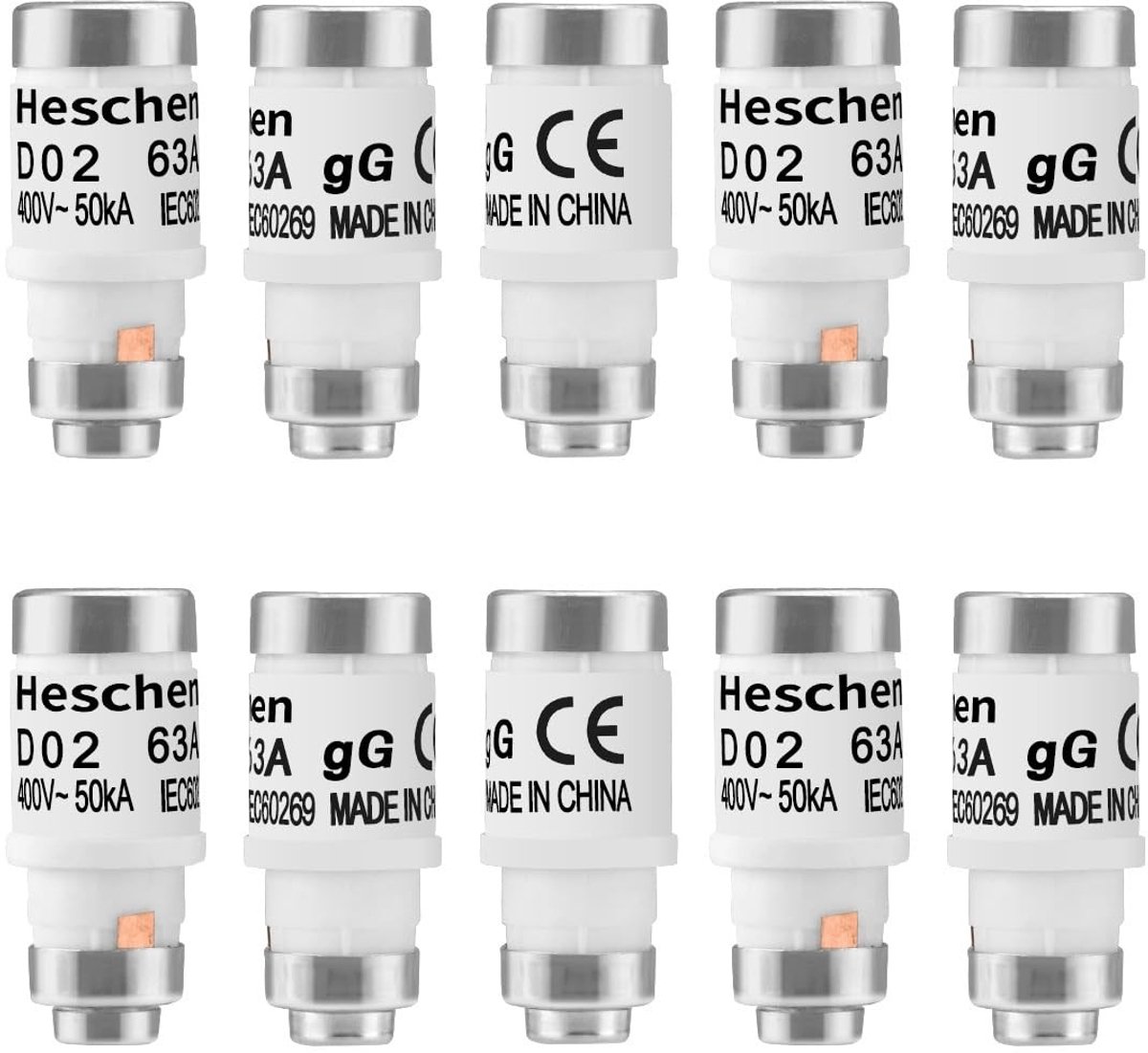Dailygoody - Keramische neozed-zekeringinzetstukken - D0-type zekeringinzetstuk - 63A 400VAC - gL/gG type - Perfect voor elektrische installaties - 10