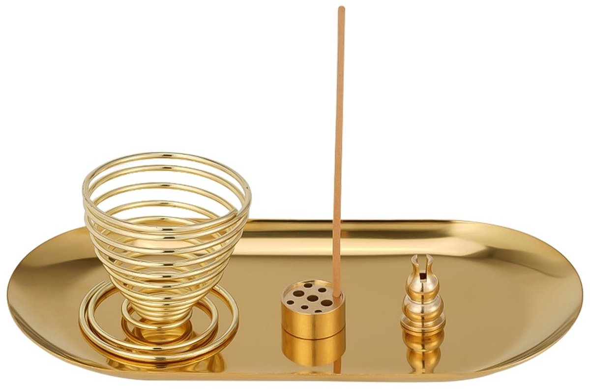 Dailygoody - Gouden wierookbranderhouder - Wierookhouder voor meditatie - Stevig messing -