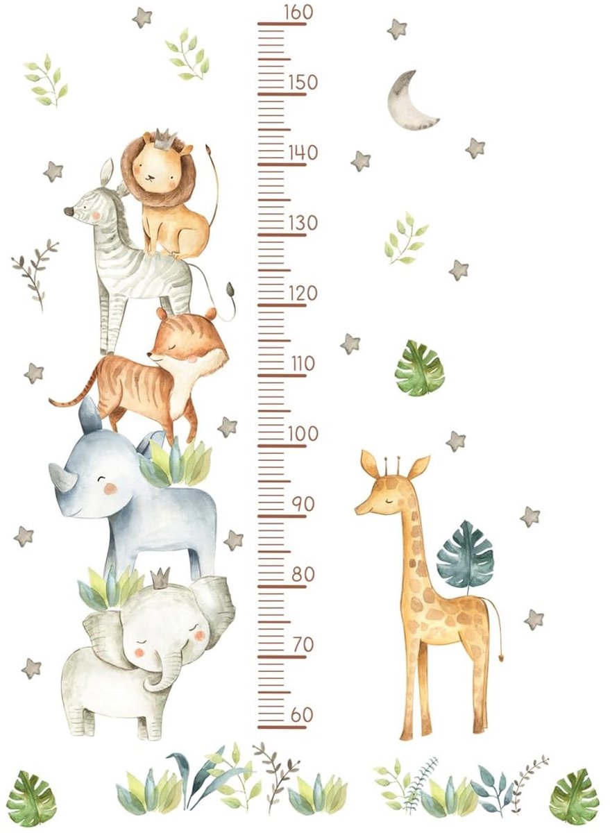 Dailygoody - Kindergroeimeter - Muursticker voor Kinderen - Veilig en Duurzaam - 50-150 cm - Leuke Dierenpatronen - Perfect voor Kinderkamers