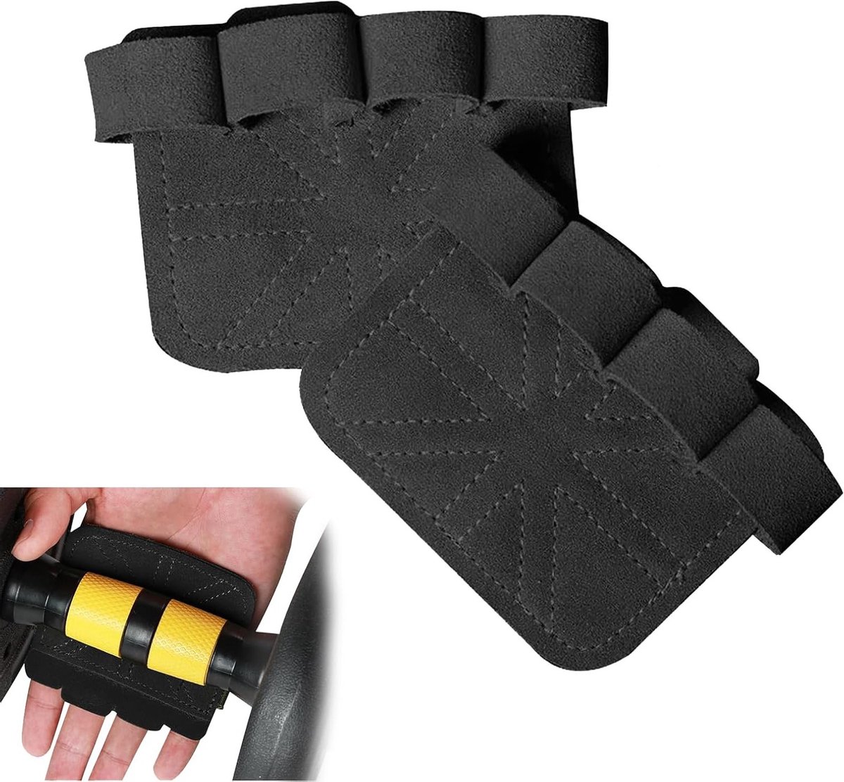 Lifting Grips voor Krachttraining, Gevoerde Handvatten voor Spieropbouw, Gewichtheffen Accessoires voor Mannen en Vrouwen, Zwart