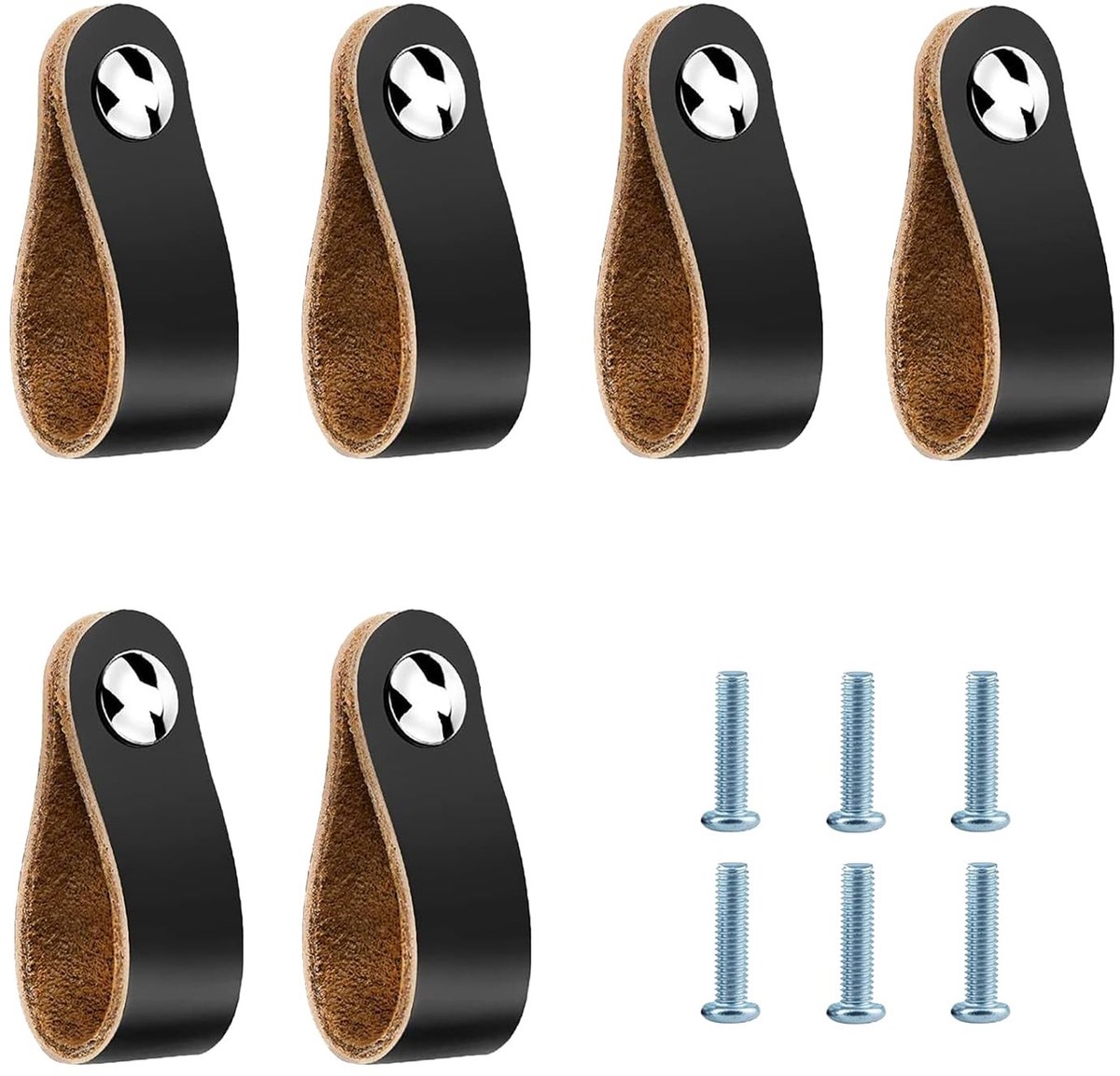 Dailygoody - Leren Ladehandvatten - Handgemaakt - Stijlvolle Meubeldecoratie - Set van 6 - Vervangingen voor Meubels - Decoratieve Handgrepen - Geschi