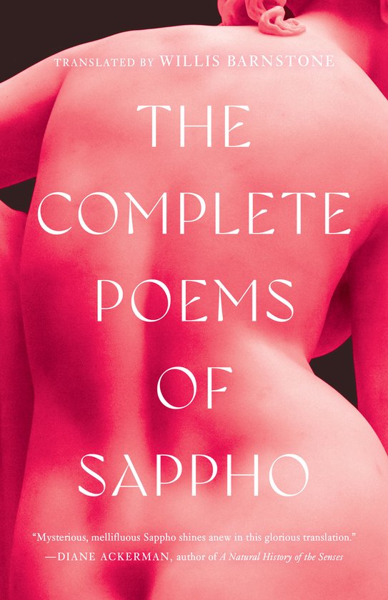 Boekomslag: 'The Complete Poems of Sappho', vertaald door Willis Barnstone. Gevuld met tekst.