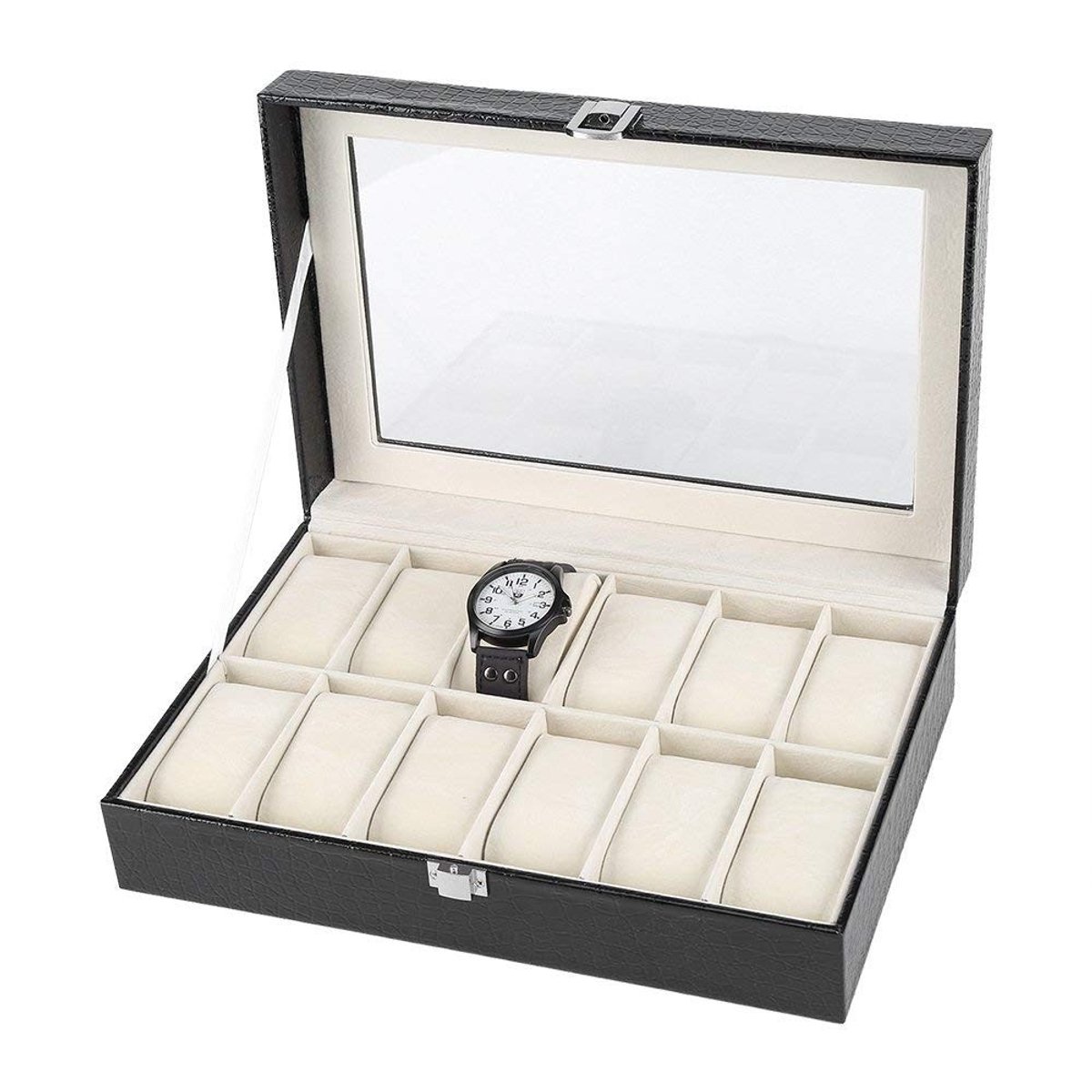 Dailygoody - Horlogebox - Luxe Kist - Voor 12 Horloges - Zwart - Organizer - Bewaar je sieraden - Geschikt voor Mannen en Vrouwen