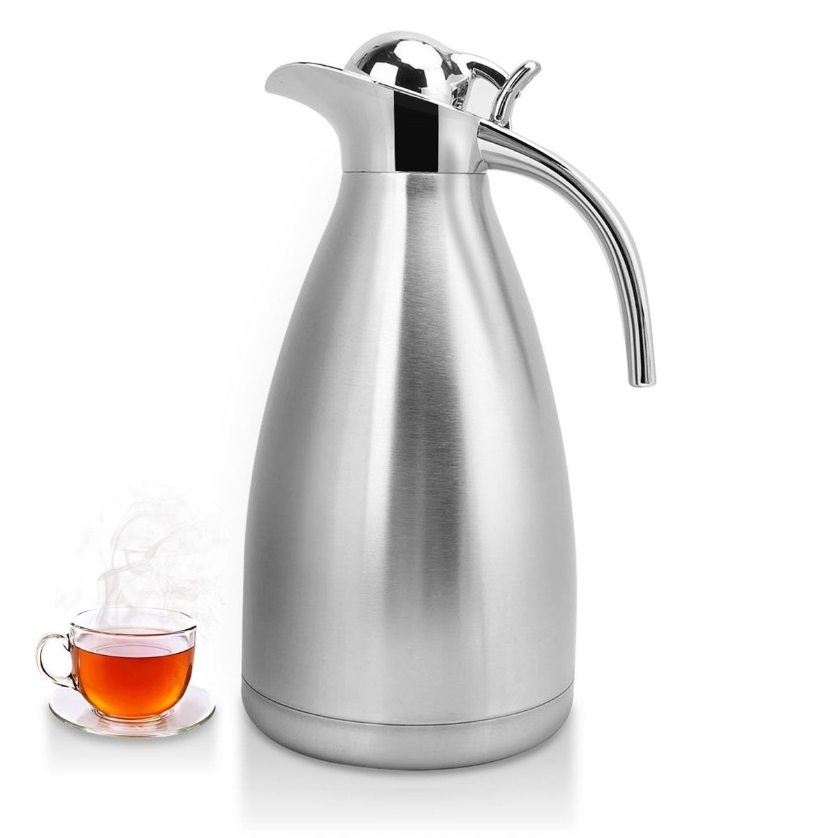 Dailygoody - Warm Koffiezetapparaat - Roestvrijstalen Thermo - Dubbelwandig Geïsoleerd - Rood - Geschikt voor Koffie en Thee - 2 Liter Capaciteit - Ha
