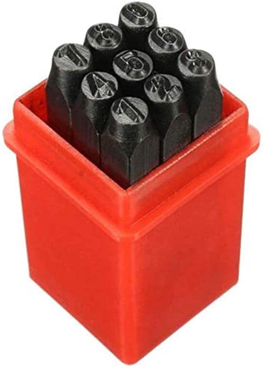 Metalen Stempelset - Nummer Stempels - Sieraden Maken - Gehard Koolstofstaal - 5mm - Zwart