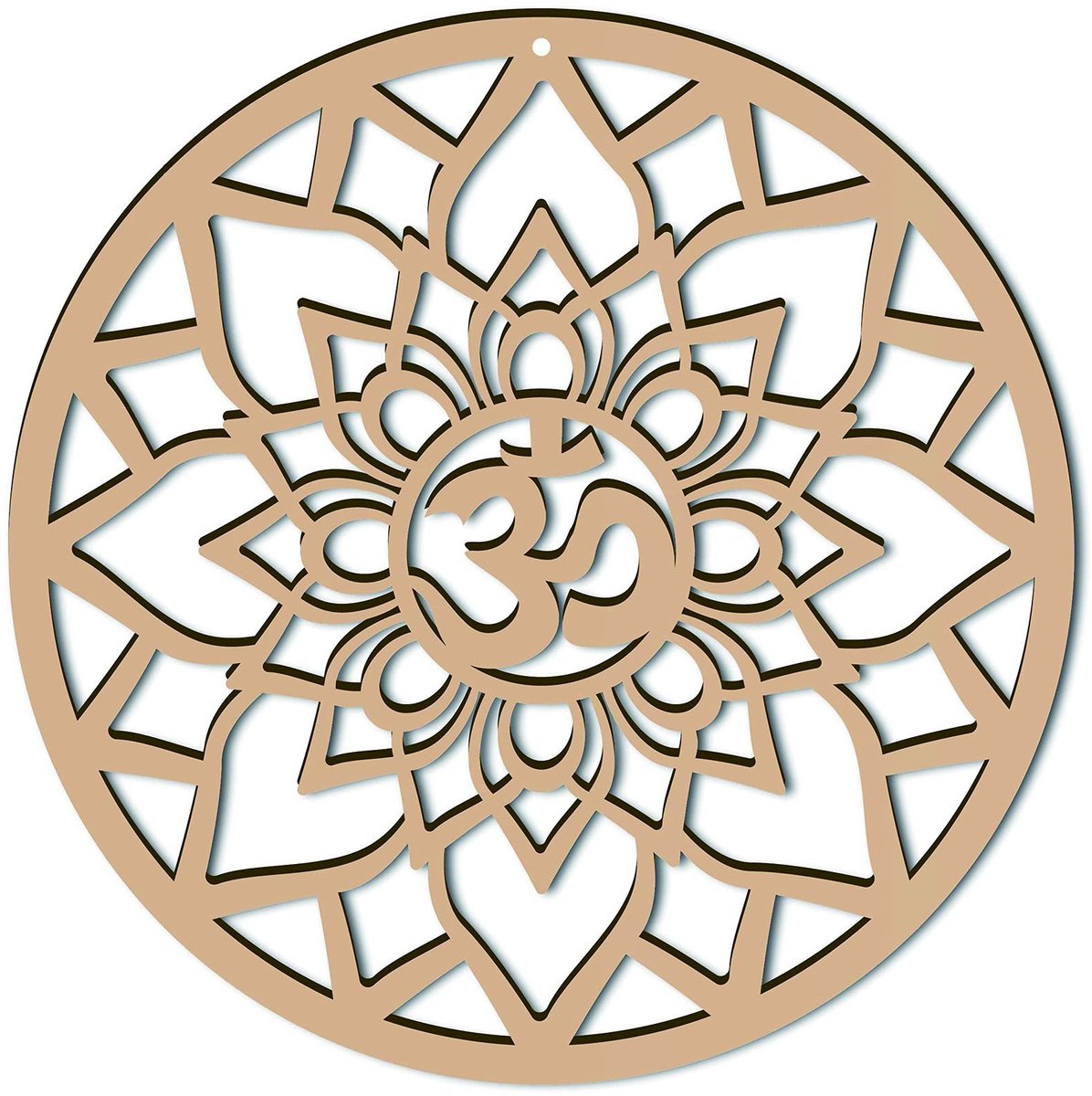 Allecto - Lotus Muurdecoratie - Houten Muursculptuur - Spiritueel Rond - 30cm - Heilige Geometrie - Unieke Hangdecoratie - Voor Huis en Kantoor