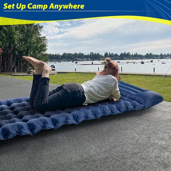 Ultralichte Opblaasbare Campingmat met Geïntegreerde Voetpomp - Comfortabel en Compact voor Kamperen van Merkloos — afbeelding 3