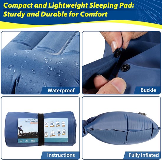 Ultralichte Opblaasbare Campingmat met Geïntegreerde Voetpomp - Comfortabel en Compact voor Kamperen van Merkloos — afbeelding 5