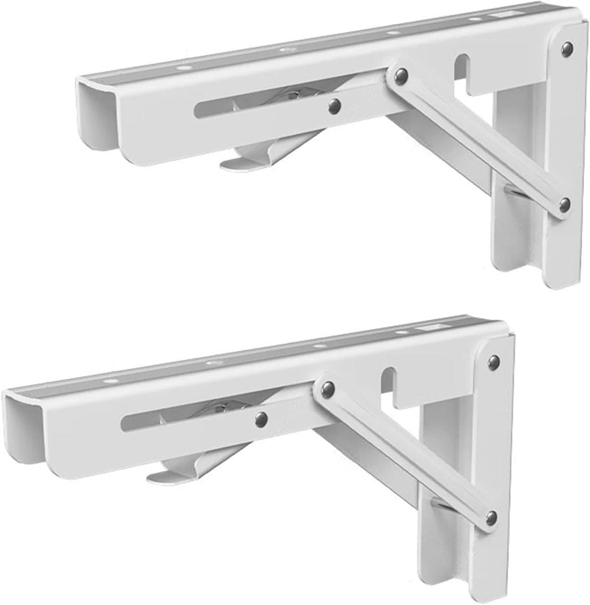 Opvouwbare Plankdragers - Klapsteunen Tafel - Ruimte Besparen - Zwaar Belastbaar - 25 cm - Wit